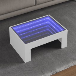 Masuta de cafea cu LED infinity, alb, 70x50x30 cm GartenMobel Dekor