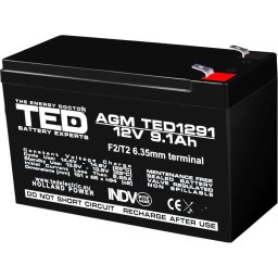 Acumulator stationar AGM 12V 9,1Ah , F2/ T2, TED Electric, etans, UPS, Back-UP