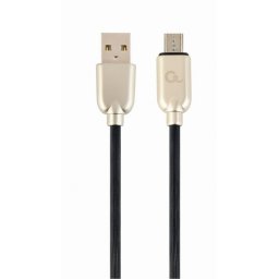 CABLU alimentare si date GEMBIRD, pt. smartphone, USB 2.0 (T) la Micro-USB 2.0 (T), 2m, premium, cablu din cauciuc, negru, conectori argintii, CC-USB2R-AMmBM-2M