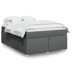 Pat box spring cu saltea, gri închis, 140x200 cm, textil GartenMobel Dekor