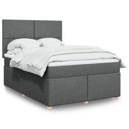 Pat box spring cu saltea, gri închis, 140x200 cm, textil GartenMobel Dekor