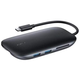 Aukey CB-C71 8-in-1 Type C 100W PD Hub with Ethernet Port, 4K HDMI, 3 USB 3.0 Ports, SD/TF Card Reader