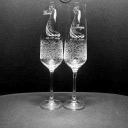Set 2 pahare nunta, personalizate prin gravura, pentru Miri, din Cristal Bohemia - KLTM407018