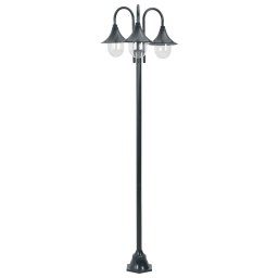 Stalp iluminat gradina E27 220cm aluminiu 3 lampi verde închis GartenMobel Dekor