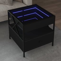 Masuta de cafea cu LED infinity, negru, 50x50x51 cm GartenMobel Dekor