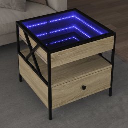 Masuta de cafea cu LED infinity, stejar sonoma, 50x50x51 cm GartenMobel Dekor