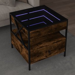 Masuta de cafea cu LED infinity, stejar fumuriu, 50x50x51 cm GartenMobel Dekor