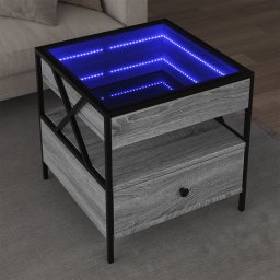 Masuta de cafea cu LED infinity, gri sonoma, 50x50x51 cm GartenMobel Dekor