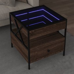 Masuta de cafea cu LED infinity, stejar maro, 50x50x51 cm GartenMobel Dekor