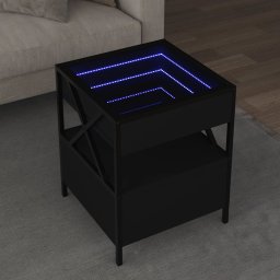 Masuta de cafea cu LED infinity, negru, 40x40x51 cm GartenMobel Dekor