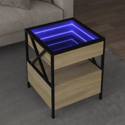 Masuta de cafea cu LED infinity, stejar sonoma, 40x40x51 cm GartenMobel Dekor