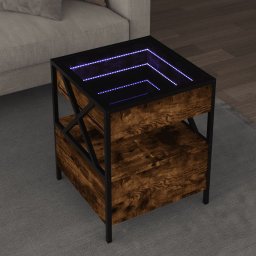 Masuta de cafea cu LED infinity, stejar fumuriu, 40x40x51 cm GartenMobel Dekor