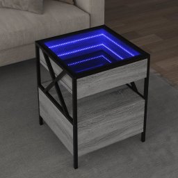Masuta de cafea cu LED infinity, gri sonoma, 40x40x51 cm GartenMobel Dekor