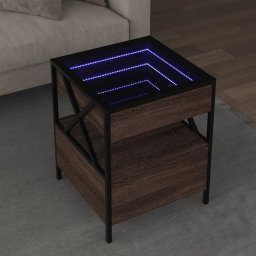 Masuta de cafea cu LED infinity, stejar maro, 40x40x51 cm GartenMobel Dekor