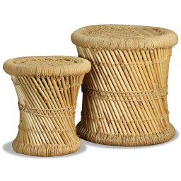 Taburete, 2 buc., bambus si iuta GartenMobel Dekor