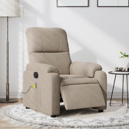 Fotoliu de masaj rabatabil electric, gri taupe, microfibra GartenMobel Dekor