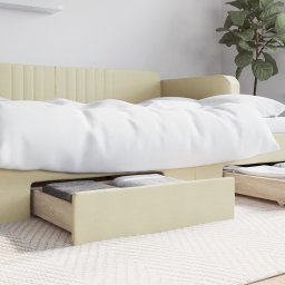 Sertare de pat 2 buc, crem, lemn prelucrat si piele ecologica GartenMobel Dekor