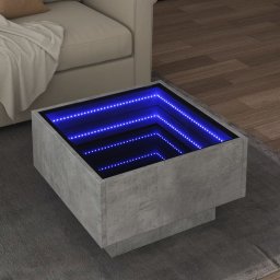 Masuta de cafea cu LED, gri beton, 50x50x30 cm, lemn prelucrat GartenMobel Dekor