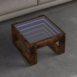 Masuta de cafea cu LED infinity, stejar fumuriu, 50x53x30 cm GartenMobel Dekor