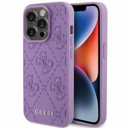 Husa iPhone 15 Pro Max 6.7" purple hardcase Leather 4G Stamped