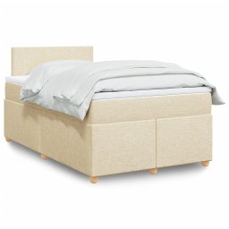 Pat box spring cu saltea, crem, 120x200 cm, textil GartenMobel Dekor