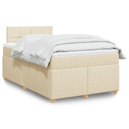 Pat box spring cu saltea, crem, 120x200 cm, textil GartenMobel Dekor