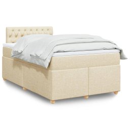 Pat box spring cu saltea, crem, 120x200 cm, textil GartenMobel Dekor
