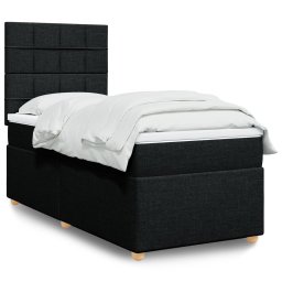 Pat box spring cu saltea, negru, 100x200 cm, textil GartenMobel Dekor