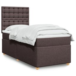 Pat box spring cu saltea, maro închis, 100x200 cm, textil GartenMobel Dekor