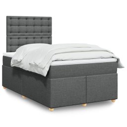 Pat box spring cu saltea, gri închis, 120x200 cm, textil GartenMobel Dekor