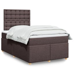 Pat box spring cu saltea, maro închis, 120x200 cm, textil GartenMobel Dekor