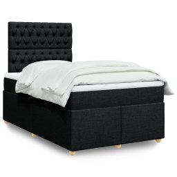 Pat box spring cu saltea, negru, 120x200 cm, textil GartenMobel Dekor