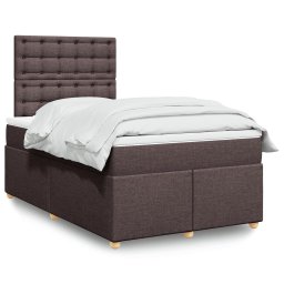 Pat box spring cu saltea, maro închis, 120x200 cm, textil GartenMobel Dekor