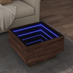 Masuta de cafea cu LED stejar maro 50x50x30 cm lemn prelucrat GartenMobel Dekor