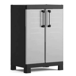 Dulap pentru atelier, garaj, negru/gri pentru garaj, material plastic, pentru scule, 2 rafturi, Keter It Detroit Basso, 65x45x97 cm