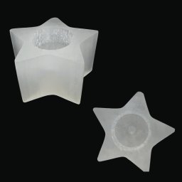 Suport Lumanare Stea din Selenit Alb - 86-93 86-93 x 50-53 mm - 1 Buc