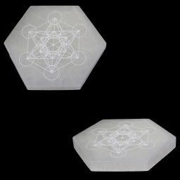 Suport Grid pentru Reincarcare din Selenit Alb Gravat Metatron - 12x12x2 cm - 1 Buc