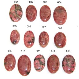 Pandantiv/Cabochon Rodonit cu Gaura Mineral Natural - Oval - 28-40 x 18-26 x 6-8 mm - 1 Buc