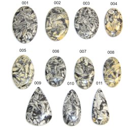 Pandantiv/Cabochon din Pinolit cu Gaura Mineral Natural - Oval - Picatura - 33-46 x 19-29 x 4-6 mm - 1 Buc