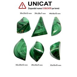 Pandantiv Malachit Natural Neregulat - cu Argint - 33-44 x 15-28 x 7-15 mm - 1 Buc