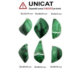 Pandantiv Malachit Natural Neregulat - cu Argint - 32-43 x 16-28 x 10-15 mm - 1 Buc