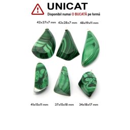 Pandantiv Malachit Natural Neregulat - cu Agatator din Argint - 34-48 x 15-28 x 7-18 mm - 1 Buc