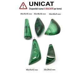 Pandantiv Malachit Natural Neregulat - cu Agatator din Argint - 35-54 x 15-20 x 5-16 mm - 1 Buc