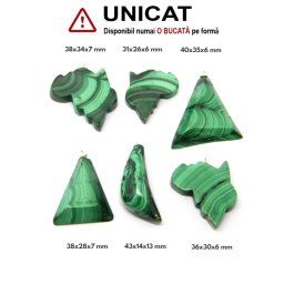 Pandantiv Malachit Natural Neregulat - cu Agatator din Argint - 31-43 x 14-35 x 6-13 mm - 1 Buc