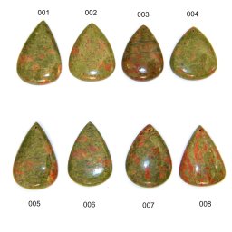 Pandantiv/Cabochon Unakit cu Gaura - Mineral Natural - Picatura - Oval - Disc - 33-57 x 20-40 x 5-8 mm - 1 Buc