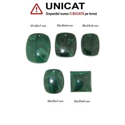 Pandantiv Malachit Natural cu Gaura - Dreptunghi - Patrat - 25-37 x 25-30 x 6-9 mm - 1 Buc