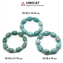Bratara Amazonit de Peru Diametru 56 mm, Butoais 14-16 x 12-14 mm - Bila 7 mm
