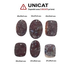 Pandantiv Fosil Palmier Oval - Dreptunghi cu Gaura - 37-52 x 29-37 x 4-6 mm