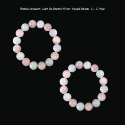 Bratara Acvamarin - Cuart Roz Diametru 54 mm - Margele Rotunde - 11 - 11,9 mm