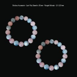 Bratara Acvamarin - Cuart Roz Diametru 58 mm - Margele Rotunde - 10 -10,9 mm
